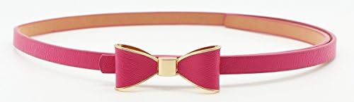 FAD Candy PU Leather Women Skinny Butterfly Bow Waist Belt Waistband Rose