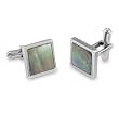 Stainless Steel Cufflinks With Mother of Pearl Shell Inlay