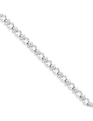 Genuine .925 Sterling Silver Diamond Bracelet 5.4 Grams . 100% Satisfaction Guaranteed.
