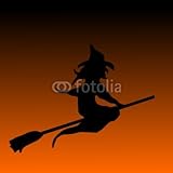 IMAGE OF Wallmonkeys Peel and Stick Wall Decals - Sorcière D'halloween Sur Fond Orange - 48