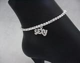 Rhinestone Stretch Anklet with Dangling Sexy Charm #625