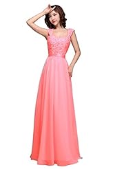 Chiffon Floor Length Backless Lace-Up Beaded Applique Bridesmaid Dress/Prom Dress 