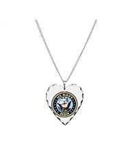 Necklace Heart Charm US Navy Mom Bald Eagle Anchor and Ship