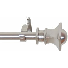 Window Curtain Rod Drapery Rod 28 Inch - 48 Inch Half Round Nickel