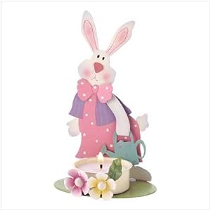 Easter Bunny Gardener Decorative Tealight Candle Holder by Furniture Creations