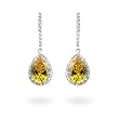 Silvertone Earrings with Citrine CZ