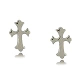 Cross Stud Earrings Surgical Steel Fleur-De-Lis Posts