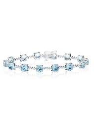 0.01 Cts Diamond & 10.56 Cts Aquamarine Bracelet in 14K White Gold