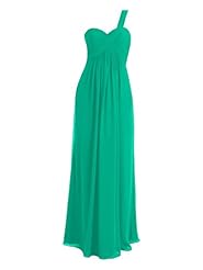 A-line Floor Length Chiffon One Shoulder Empire   Waistline Asymmetric Lace Ruched Bridesmaid Dress 