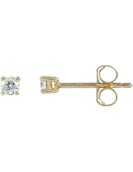 14K Yellow Gold 0.1ct Simple Solitary White Diamond Screw Back Stud Earrings