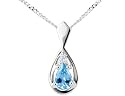 Blue Topaz Pendant with Diamond in 10K White Gold (approx. 1/2 inch) with Chain