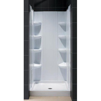 DreamLine DL-6173C-00 Trio 36 x 48 Center Drain Shower Tray and Backwall Combo, White