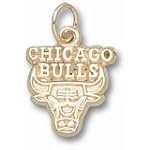 Chicago Bulls 3/8" Logo Charm - 14KT Gold Jewelry