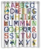 Custom ABC Alphabet Waterproof Polyester Fabric 60"(w) x 72"(h) Shower Curtain and Hooks