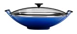 Le Creuset Enameled Cast-Iron 14-1/4-Inch Wok with Glass Lid, Cobalt Blue
