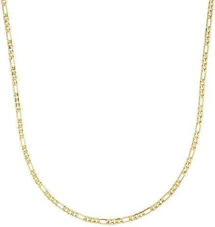 4mm 14k Gold Plated Flat Figaro Link Chain Necklace, 18"