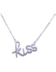 14K White Gold Diamond "Kiss" Necklace