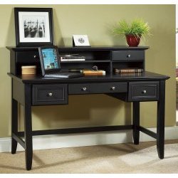 Ebony Finish Laptop Desk with Hutch Ebony