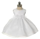 New Satin  Organza Dress with Rose Waist Accents Choice of White or Ivory Sz 6M to 24M