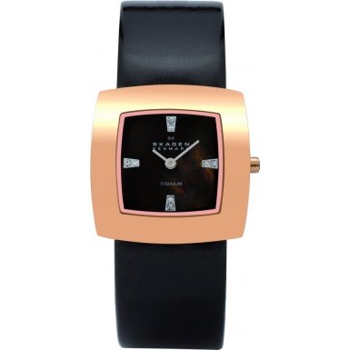Skagen Damenarmbanduhr Slimline Titan Leder 570STLRD Preisvergleich