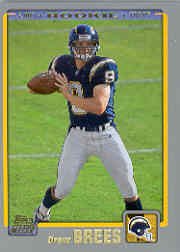 2001 Topps # 328 Drew Brees RC - San Diego Chargers Football Rookie Card - New Orleans Saint Super Bowl MVP