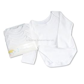 Nursery Time Pack of 3 Long Sleeved Bodysuits / Vests - 9-12 mths - White