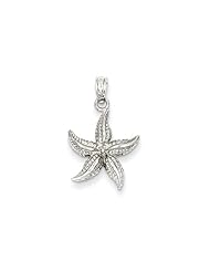 15mm Textured Starfish Pendant In 14 Karat White Gold
