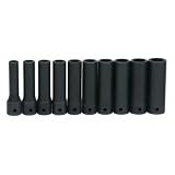 WILLIAMS 10 Piece 1/2" Drive Deep 6 Point Impact Socket Set on Clip Rail (MS1410HRC) 1/2"ドライブ ディープソケ