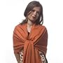 Autumn Shawl made of 60% wool and 40% viscose having Tassels / Fringes in Kiwi color (Green family color)