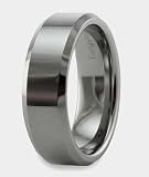 Beveled Edge Mirror Polished Center 8mm Comfort Fit Mens Tungsten Carbide Wedding Band