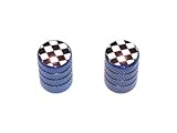 Checkered Flag - NASCAR Motorcycle Bike Bicycle - Tire Rim Schrader Valve Stem Caps - Blue