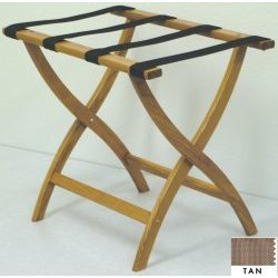 Designer Solid Oak Luggage Rack CURVED X in Medium Oak/Tan (Medium Oak/Tan) (20"H x 23.75"W x 15.5"D)