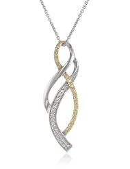Sterling Silver Yellow-Diamond Swirl Pendant Necklace