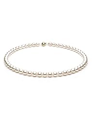 14k Gold 7.5-8mm White Japanese Akoya Saltwater Cultured Pearl Necklace AA+ Quality, Princess Lengths - 18, 20, 22 Inches