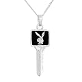 Sterling Silver Playboy Necklace Key Pendant with Bunny Logo Rabbit Head Design Authentic Licensed SPBN1021
