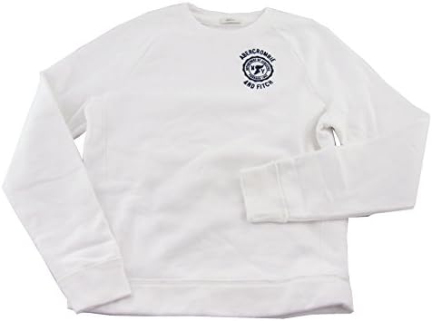 Abercrombie Men's Pullover Crewneck Sweatshirt, White, medium