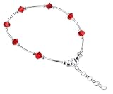 Red Swarovski Crystal Sterling Silver Ankle Bracelet 9" / 10" Length Adjustable Anklet