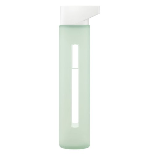 Takeya Modern Glass Water Bottle with Silicone Sleeve, Ice Green, 18-Ounce