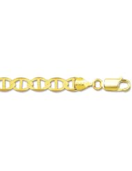 14K 20" Yellow Gold 6.3mm Polish Diamond Cut Mariner Link Chain With Lobster Clasp