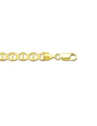 14K 24" Yellow Gold 6.3mm Polish Diamond Cut Mariner Link Chain With Lobster Clasp