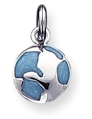 Genuine .925 Sterling Silver Teal Enamel Earth Charm. 100% Satisfaction Guaranteed.