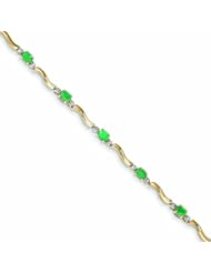 1.8 Carat 14K Gold Diamond and Emerald Bracelet