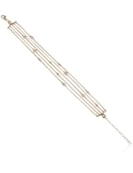 Two-Tone Simulated Diamond Multi-Chain Bracelet, 7.25"+1.5" Extender