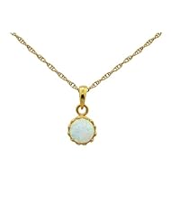Tiara Collection Gold Plated Created Opal Round Pendant Necklace