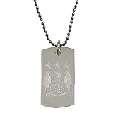 Manchester City FC. Stainless Steel Engraved Crest Dog Tag and Chain
