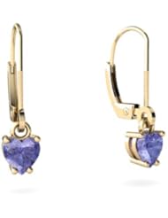 Genuine Tanzanite 14kt Yellow Gold Lever Back Earrings