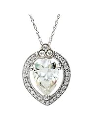CleverEves 14K White Gold 1/5 Ct Tw 09.00X07.00 mm Created Moissanite And Diamond Necklace