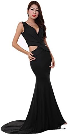 Lucianna Women's Low Cut Blackless Mermaid Style Party Evening Dress #5013