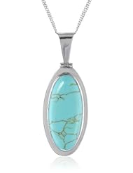 Sterling Silver Marquise-Shaped Inlay Pendant Necklace, 18"
