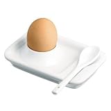 Kitchen Craft White Porcelain Egg Cup & Tray With Matching Spoon